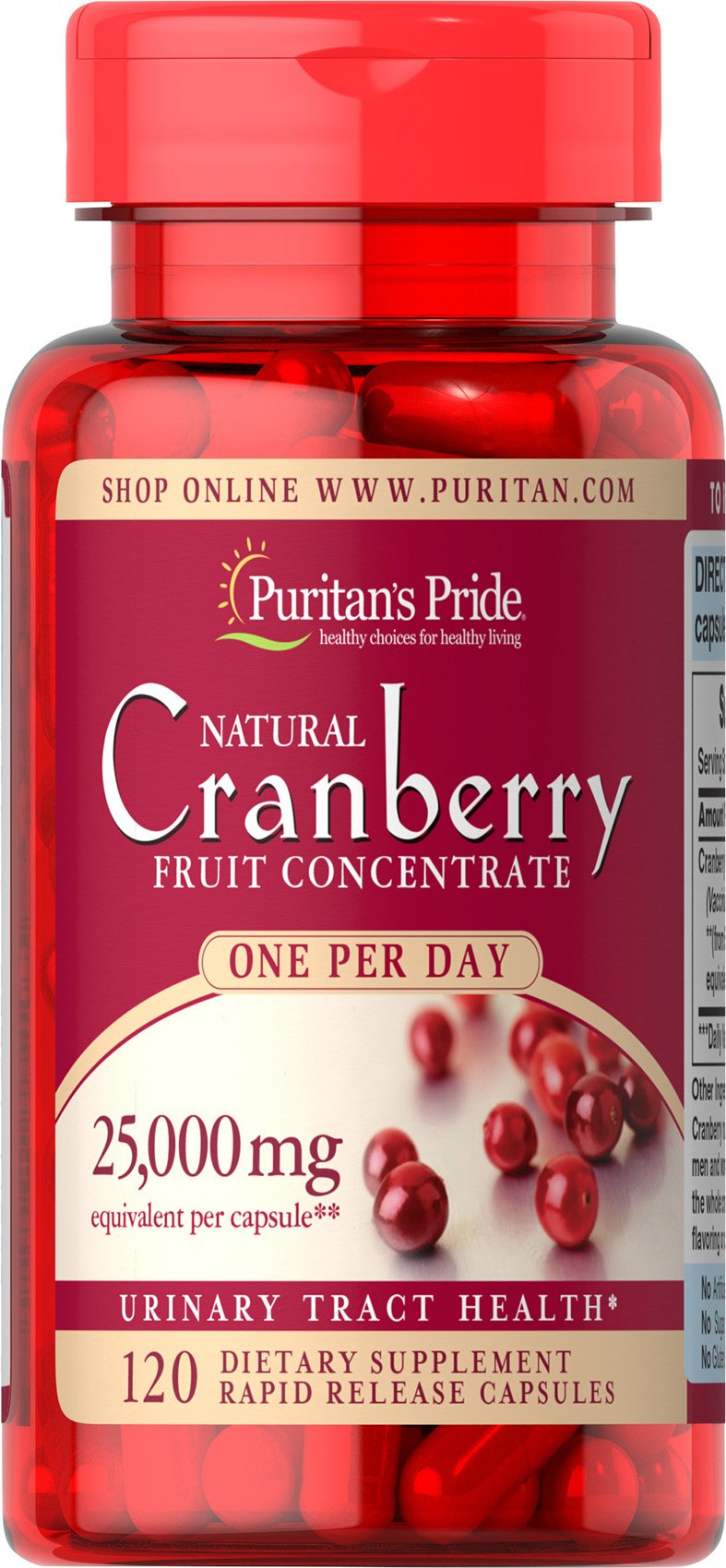 Puritan's Pride One A Day Cranberry Capsules, 120Count Buy Online in