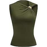 BTFBM Spring Tops for Women 2026 Asymmetrical Neck Sleeveless Going Out Summer Outfits Casual Ruched Y2k Tank Top Clothes