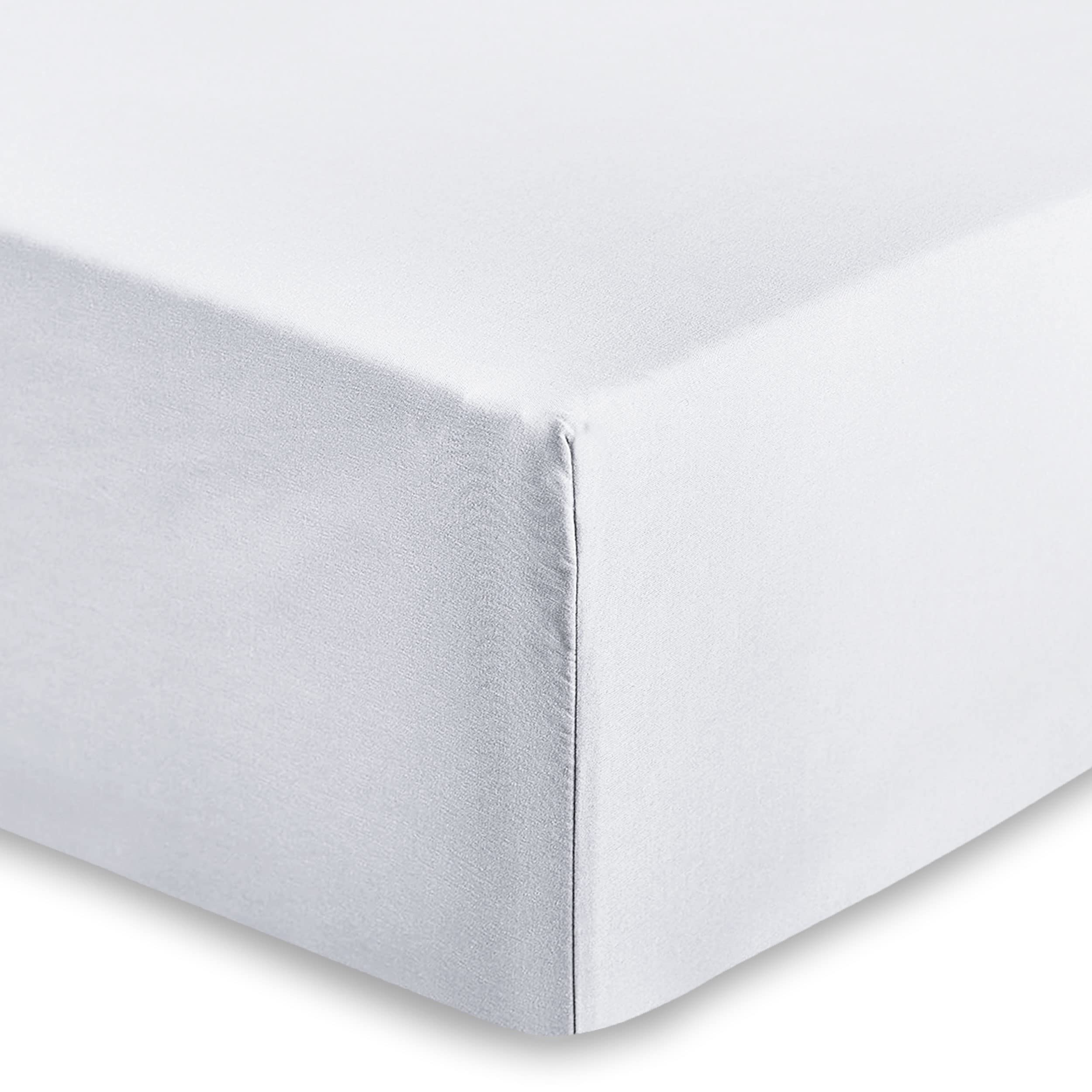 AMEHA Single Fitted Sheet 25 cm Deep Soft Brushed Microfiber Fabric Easy Care Fade Resistant Fitted Bed Sheets (White, 91 x 191 cm)