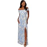 Adrianna Papell Womens Printed Off Shoulder Gown