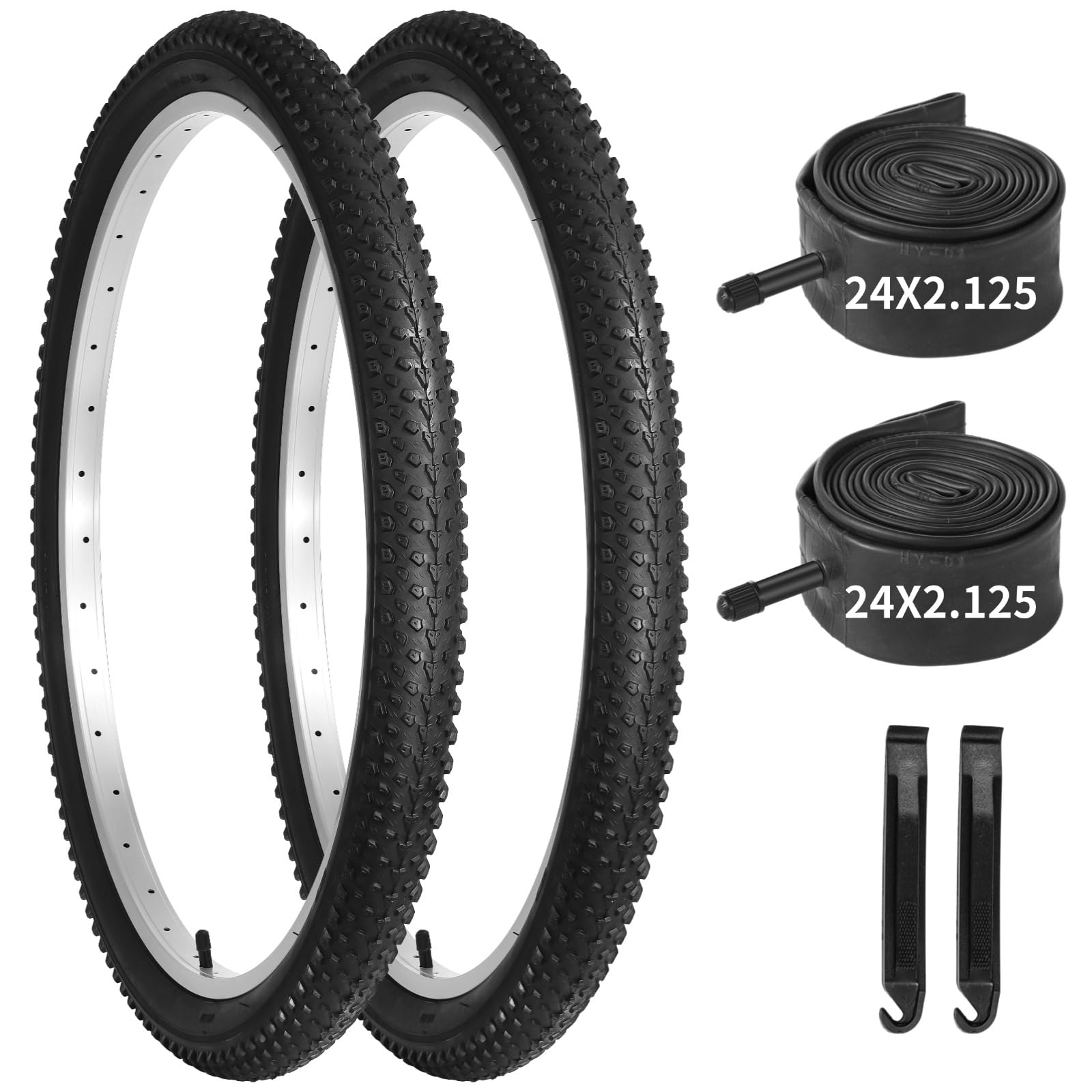 YunSCM 2 Camere D'Aria Per Bici 24 Pollici – 57/62-507, Valvola AV 32mm, Gomma Butilica, Per Pneumatici 24x2.125/2.40