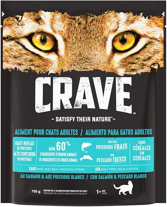 Crave Croquettes Pour Chat Gout Saumon Poissons Nourriture Seche Sans Cereales Riche En Proteines Lot De 5 Sachets De 750g Amazon Fr Animalerie