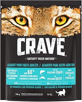 Crave Croquettes Pour Chat Gout Saumon Poissons Nourriture Seche Sans Cereales Riche En Proteines Lot De 5 Sachets De 750g Amazon Fr Animalerie