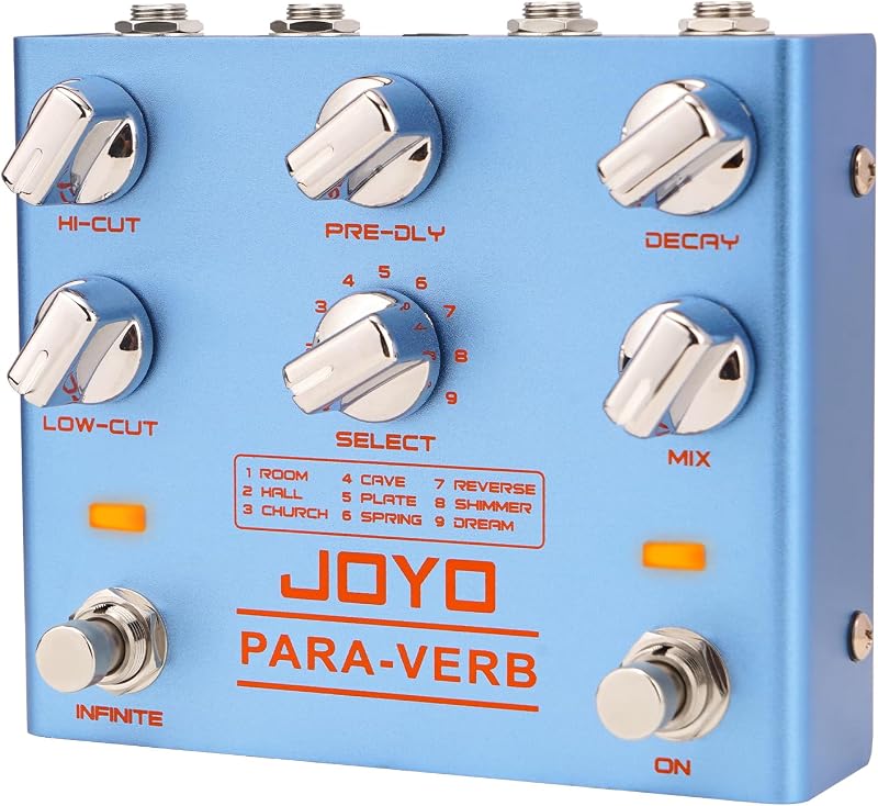 JOYO Reverb Pedal PARA-VERB R-31 Digital Stereo with 9 Effects True Bypass