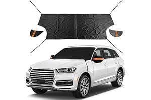 EXQUISLIFE Windshield Snow Ice Cover for Cars, Extra Larger Size 82 x 62 inches Shade, Waterproof Winter Frost and Sunshade Cover with Side Mirrors Cover, Windshield Protector for Cars, SUVs, Trucks