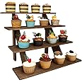 ZYP 4-Tier Wooden Retail Display Riser Wooden Display Stand Cupcake Stands Tool Free Rustic Risers Table Display Stand for Vendors Home Wedding Party,Brown z2023441543-002356
