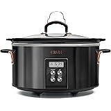 CRUX 6-Quart Programmable Digital Slow Cooker with 20 Hour Digital Countdown Timer, Black