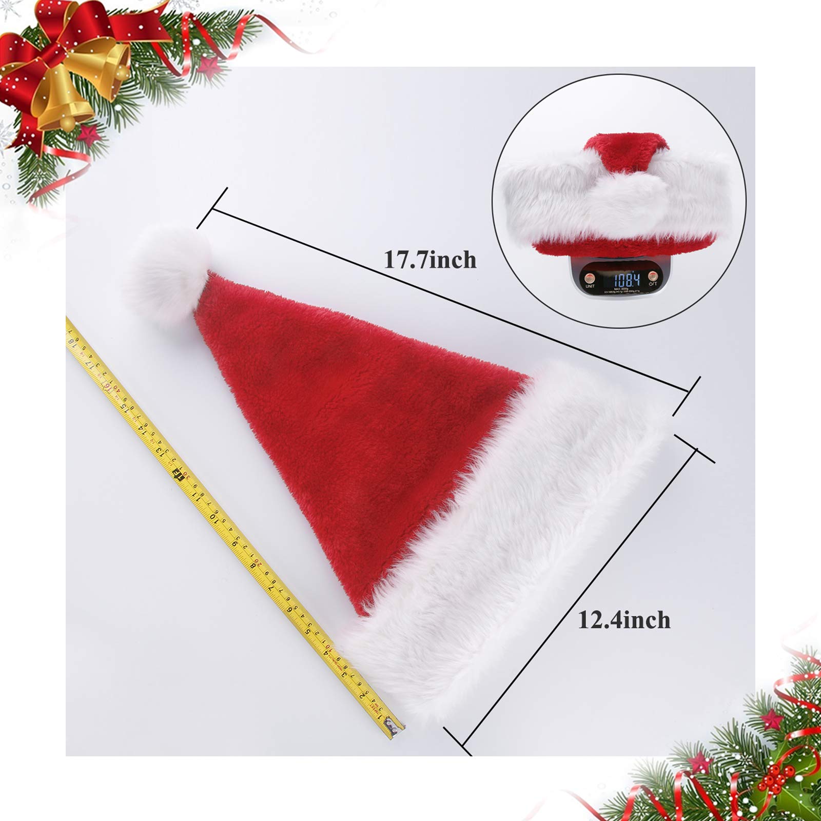 BALORAY Santa Hat for Adults Big Santa Hat Comfort Double Liner Plush Red Velvet