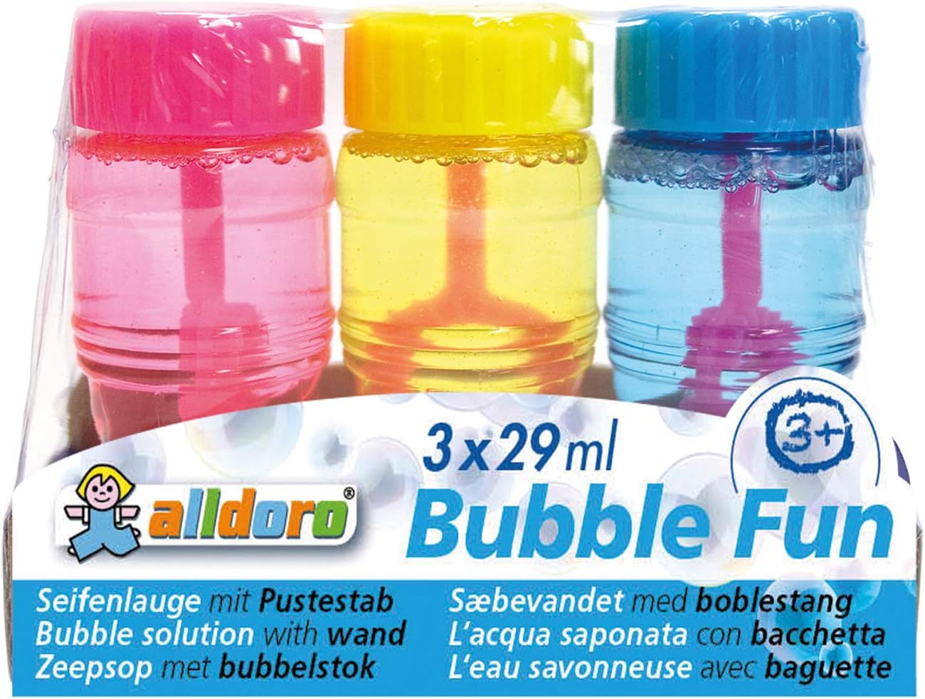 maro toys 159 29 ml Mini Bubble Bottle with Breath Bar (3-Piece) Alldoro, 29 Mililiter Each, Multi Colour