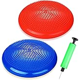 Silipull 2 Pcs Wiggle Seat Inflated Wobble Cushion Flexible Balance Disc with Air Pump for Core Stability Strengthening Impro