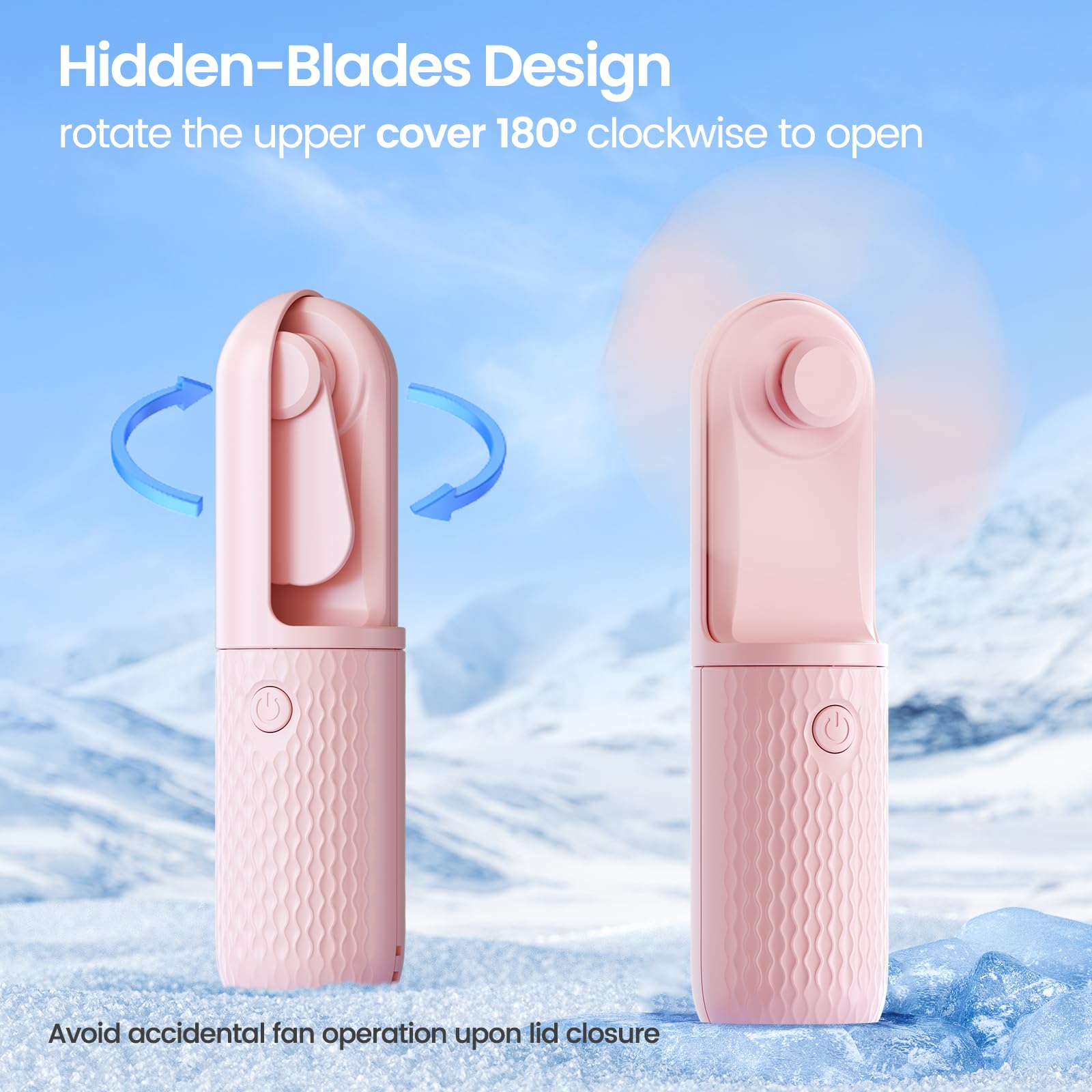 Handheld Mini Fan, Rechargeable Battery Operated small Portable Fan Up to 15 Working Hours, Powerful Safety Design Pocket Fans for Travel/Outdoor/Concert/Beach/Make-up, Gifts for Mom, Teens, Pink