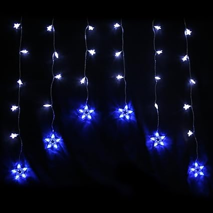 1 2 X 1 2m Star Window Curtain Net Christmas Lights String With