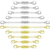 Magnetic Necklace Extender, Magnetic Necklace Clasps and Closures with Extender Chains, Adjustable Necklace Extenders, Bracelet Extender, Gold and Silver Chain Extension for Necklaces, Multiple Sizes