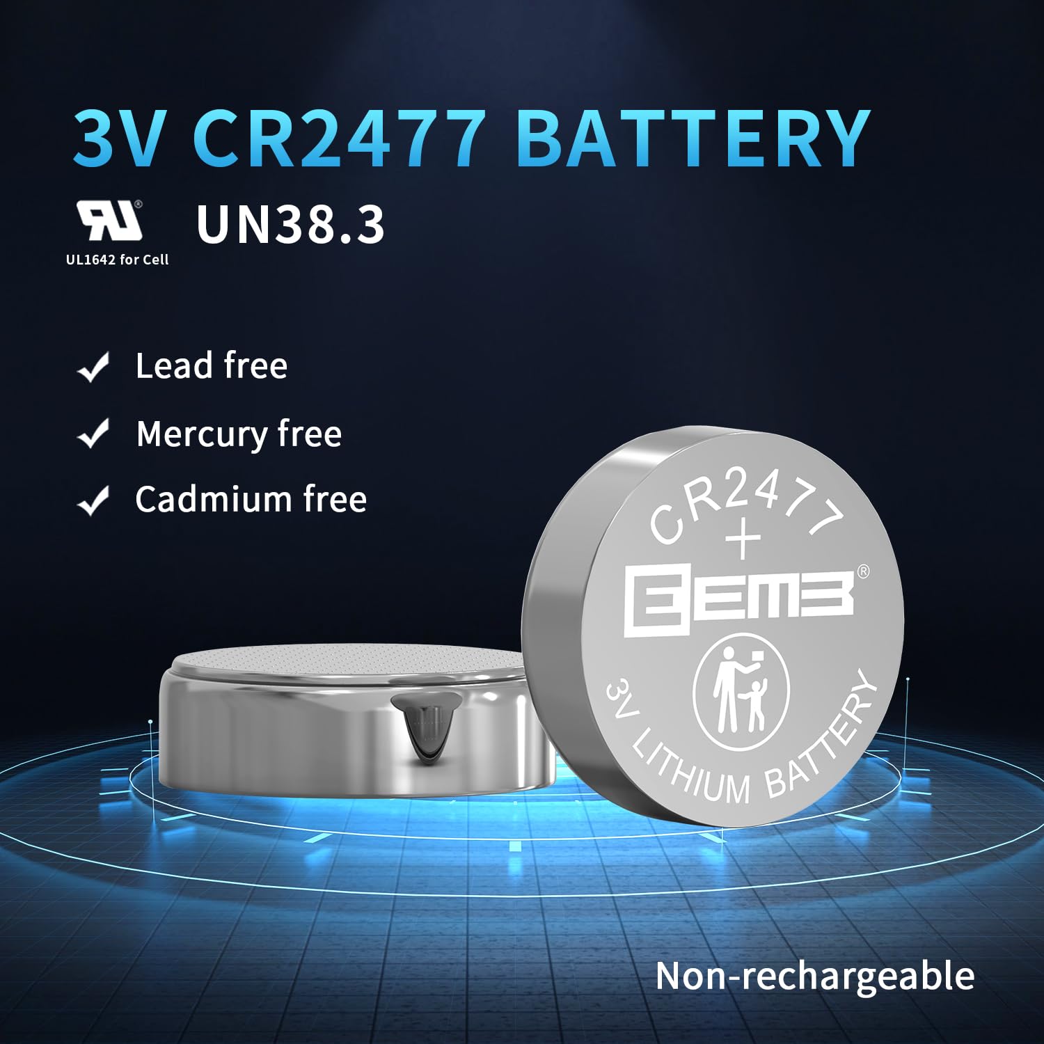 EEMB 5 Pack CR2477 Battery 3V Lithium Battery Button Coin Cell Batteries 2477 Batteries DL2477, ECR2477 for Electronic Candle, Light, Remote Control, Key Fob, Alarm, Contact Sensor, Smart Devices…