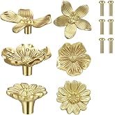 Otoolling 6 Pc Floral Dresser Knob Flower Cabinet Pull, Gold | Flower Knobs for Dresser, 3 Floral Designs, Mounting Screws Included, Drawer Wardrobe Nursery Bedroom Furniture Hardware