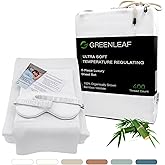 GREENLEAF 100% Organic Viscose Derived from Bamboo Sheets | Queen Size 5pcs Set | Ultra Soft & Cooling, 18" Deep Pocket, Double Stitching, Perfect for Hot Sleepers | Queen Size Bed Sheets | White