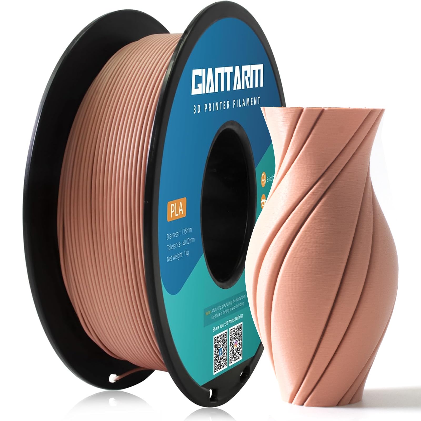 Photo 1 of GIANTARM Matte PLA, 1.75mm PLA Filament, 1KG Spool(2.2lb), Vacuum Packaging, 3D Printer Filament for Bambu Lab (Matte Terracotta)