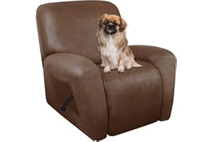 ANARACHON Recliner Chair Covers Leather Like, 4 Pieces Lazy Boy Recliner Cover, Furniture Protector - Washable Soft Sofa Slipcover for Pets Kids (Brown)