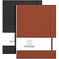 B5 College Ruled Notebook Softcover Journals (2-Pack)- AHGXG Large Composition Notebook 7.6 x 10 inch with Thick 100gsm Lined Paper, Total 408 Numbered Pages, Black Brown