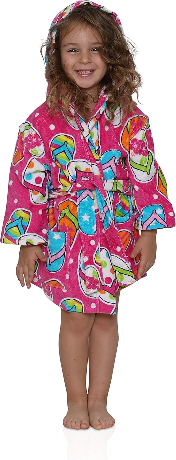 Komar Kids Ocean Print Cotton Hooded Terry Robe Cover Up, Sizes 4-12: Clothing