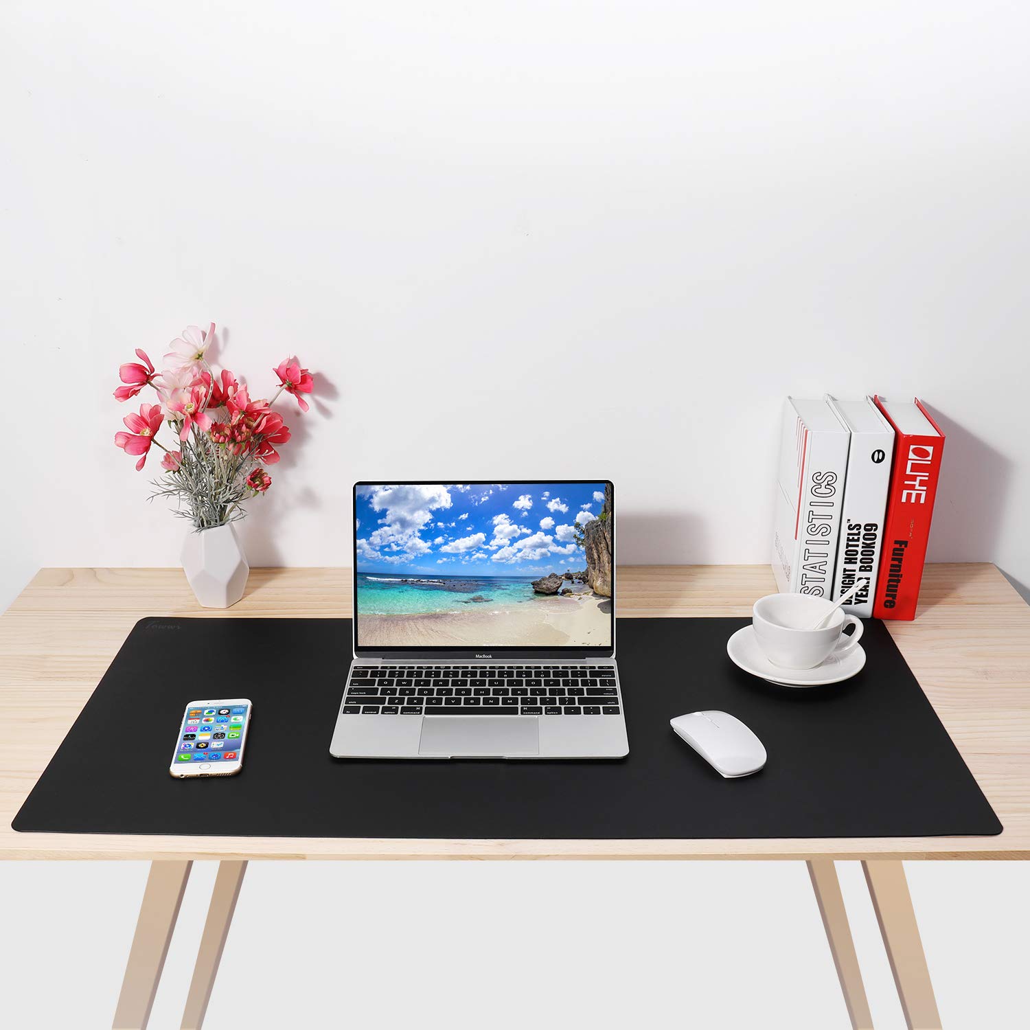 TOWWI Leather Desk Pad Protector 34”x17” Desk Blotter Pad, Waterproof Writing Desk Mat for Office Home