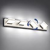 SOLFART Bathroom Vanity Lights Brushed Nickel LED Lighting, LED Bathroom Light for Bath, 4 Light Vanity Lighting Above Mirror Cool Light 6000K