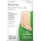 Mepilex Border Flex Lite 2 x 5in (5x12.5 cm) Hospital Grade Dressings for Minor Surgical Incisions, Abrasions and Blisters for up to Several Day Use