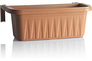 BAMA Apollo Exports International AP-30217-TC 20" Adjustable Railing Planter, Terra Cotta
