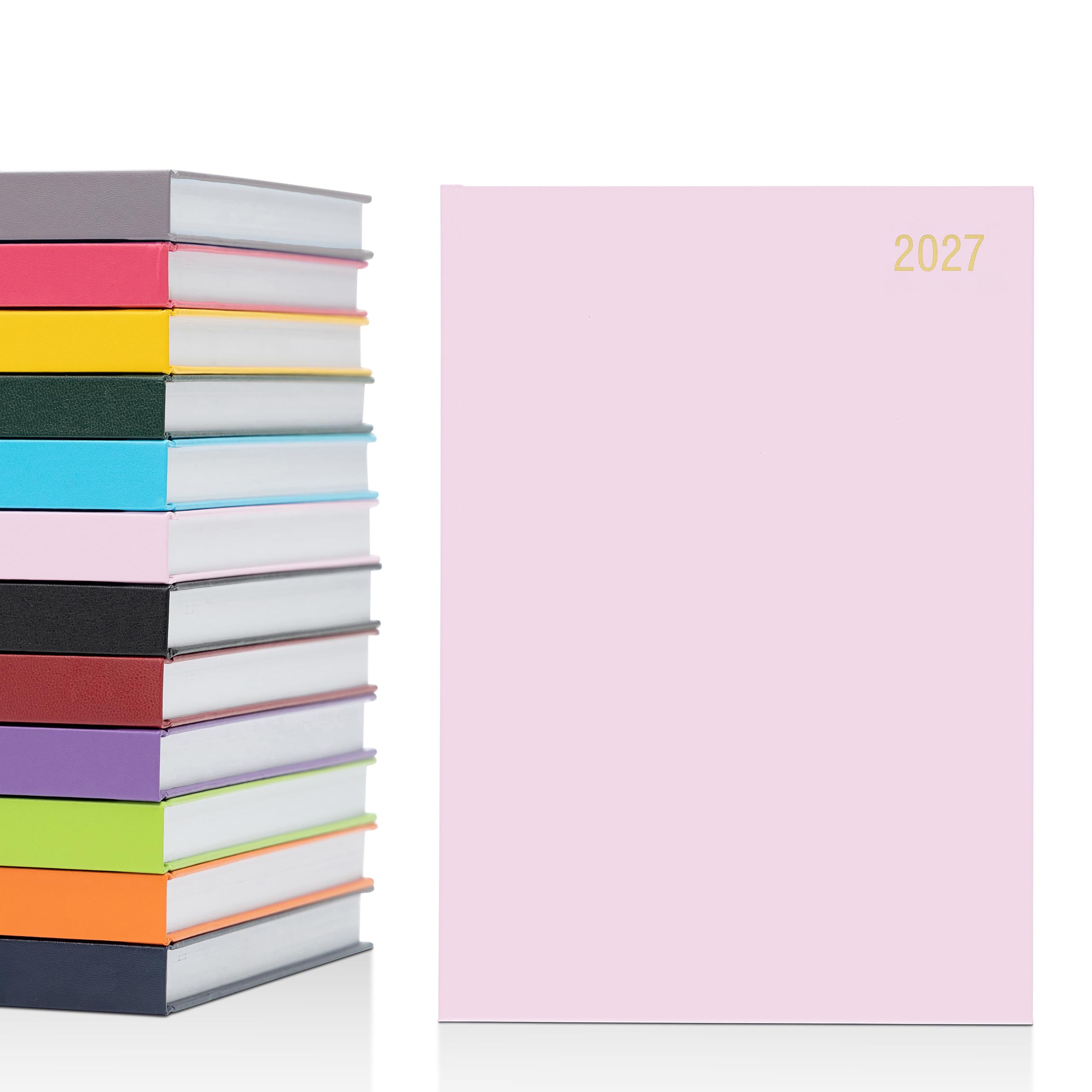 evelay 2027 Diary A4 A5 Page a Day - Hardback Planner Organiser Journal with 70gsm Paper & Ribbon Marker - Ideal for Work, School & Personal Planning (A5, Pink)