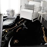 Modern Abstract Collection Area Rug - 3' x 5' Washable Entryway Rug Non-Slip Luxury Marble Texture Area Rug for Bedroom Dining Room Home Office Decor Under Kitchen (Black/White)