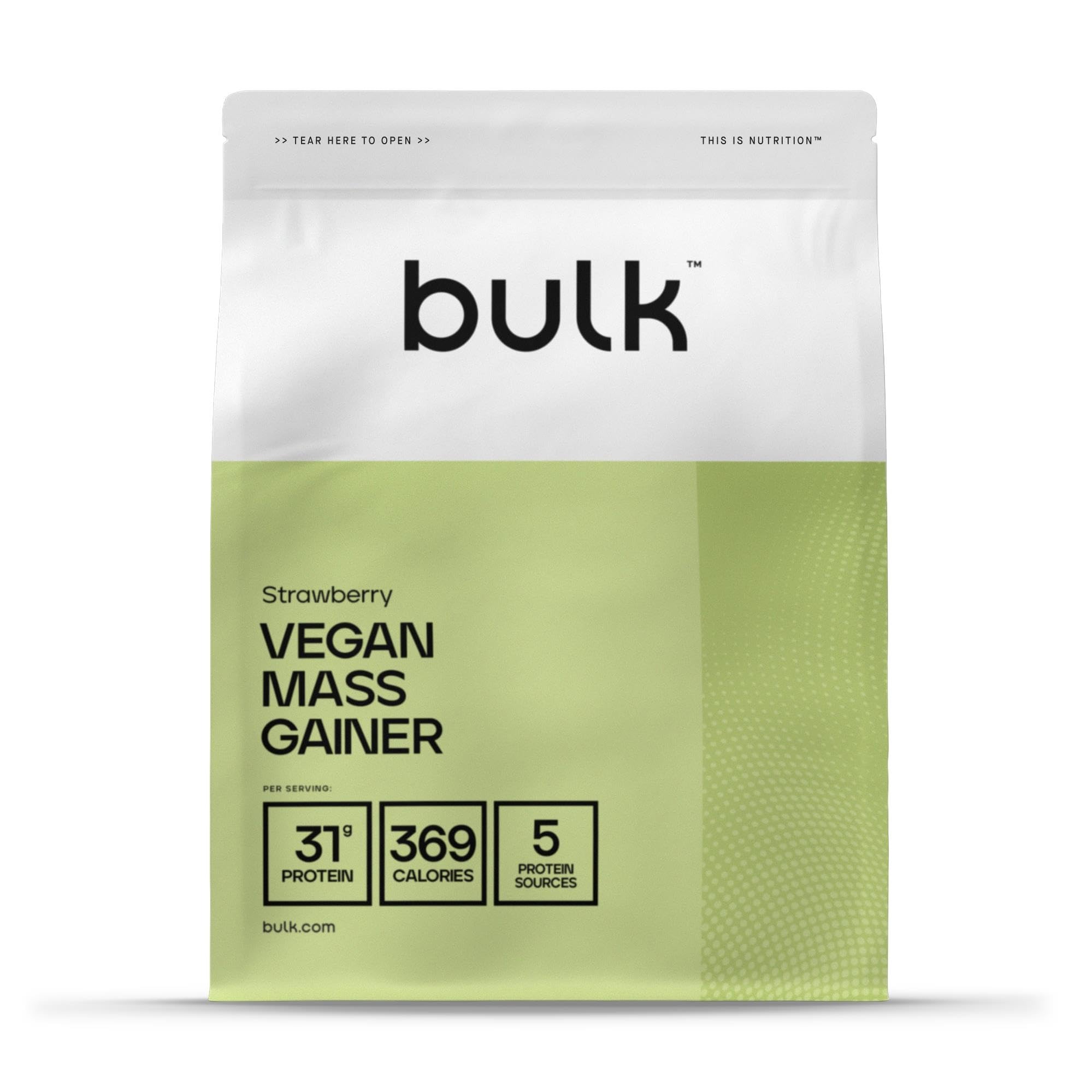 Bulk Vegan Mass Gainer, Protein Powder, Strawberry, 2.5 kg, Packaging May Vary