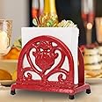 MINLUFUL Napkin Holder for Table - Vintage Farmhouse Kitchen Restaurant Cast Iron Napkin Holder for Dinner Cocktail Paper Napkins, Red