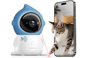 ZUMIMALL Pet Camera Indoor, 5G/2.4G WiFi Camera for Dog/Cat with Laser Toy, 3MP Pet Security Cameras with Phone App, 2-Way Talk, Auto Tracking, Pet/PIR/AI Detection, Privacy Protect, Alexa/ONVIF/Cloud