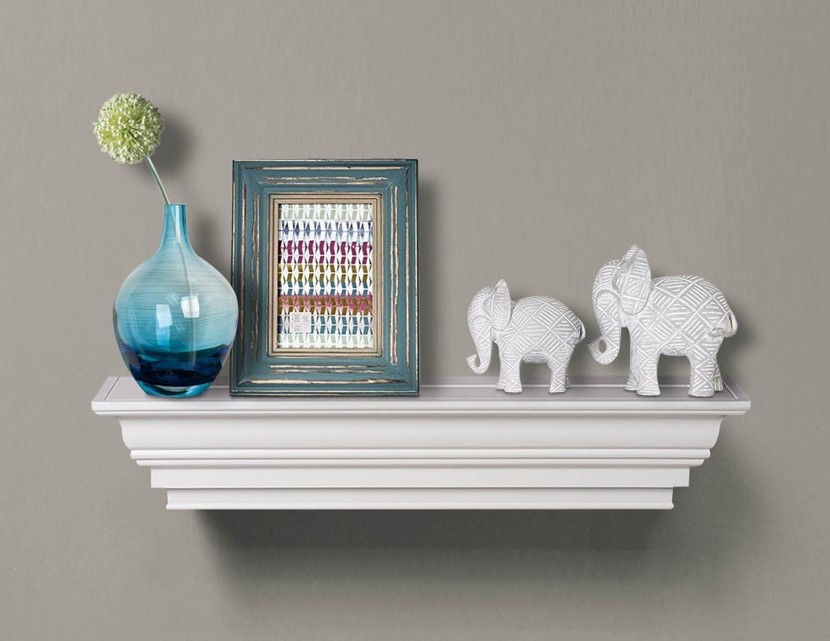 AHDECOR White Crown Modeling Floating Shelves Wall Mounted Ledge for Home Decor, Super Sturdy, Easy to Install