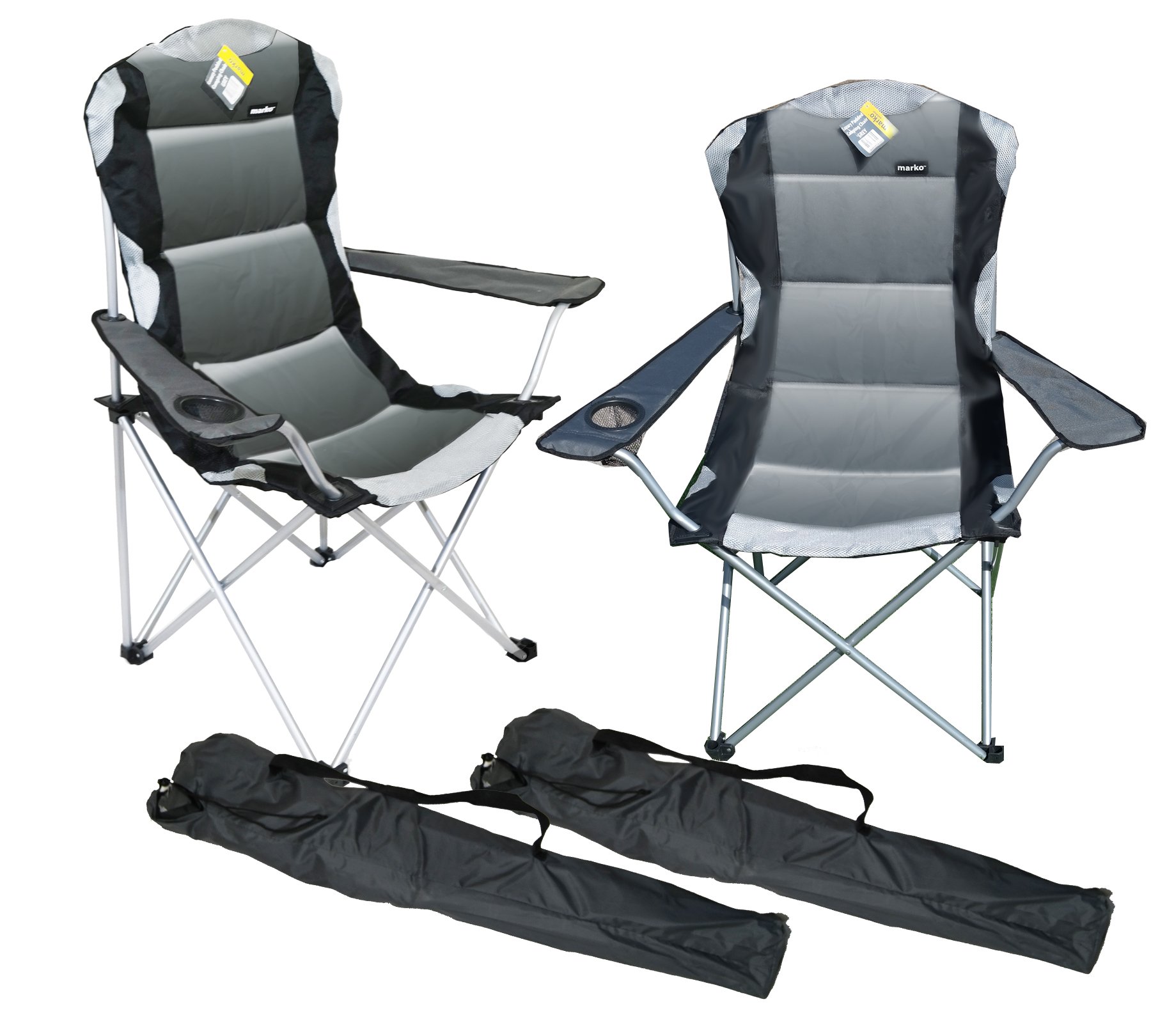 Marko Outdoor 2 X Grey Padded Folding Camping Chairs Fishing Festivals Garden Summer Buy Online In Papua New Guinea At Papua Desertcart Com Productid 47990135