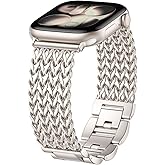 Metal Band Compatible with Apple Watch Bands for Women 40mm 41mm 42mm 38mm 44mm 45mm 46mm 49mm, Dressy Stainless Steel Link Bracelet, Designer Strap for iWatch Series 11/SE/10/9/8/7/6/5/4/3/2/1/Ultra