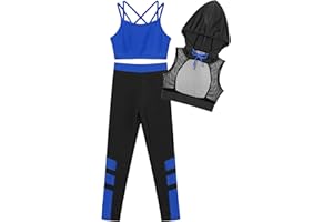 inhzoy Kids Girls Hip Hop Jazz Dance Outfits Athletic Gym Fitness Sportswear Gymnastics Suit