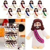 Siwarm Easter Basket Stuffers 100 Pcs Little Jesus Figures, Mini Jesus Easter Gifts Multicolor Mini Jesus Figurines in Bulk Tiny Jesus Figures to Hide and Seek for Kids Easter Party Favors