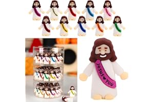 Siwarm 100 Pcs Little Jesus Figures, Multicolor Mini Jesus Figurines in Bulk, Tiny Jesus Figures to Hide and Seek, Religious Gifts for Easter Egg Stuffers Stocking Stuffer