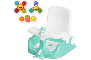 BabyBond Baby Bath Seat with Sitting & Lying 2 Modes, 3-Speed Adjustment, 3 Pcs Bath Toys, Infant Bathtub Chair with Powerful Suction Cups (Green)