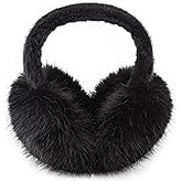 WATAME Earmuffs for Women Girls Faux Fur Fuzzy Headband Foldable Ear Covers Cold Weather Accessory
