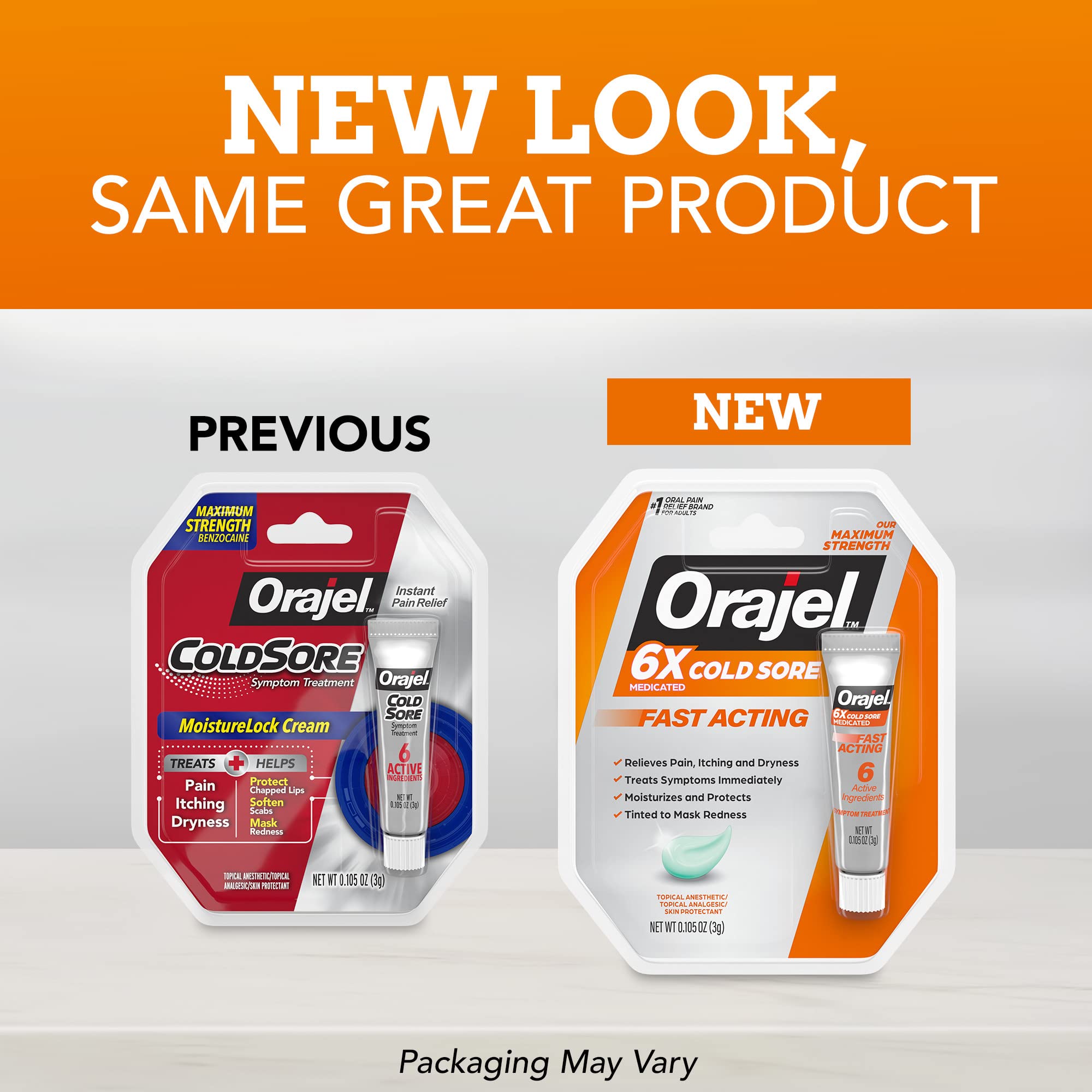 Orajel Cold Sore Treatment Bundle with Abreva Rapid Relief Cream, 0.105 oz and 1 Tube 3 Grams