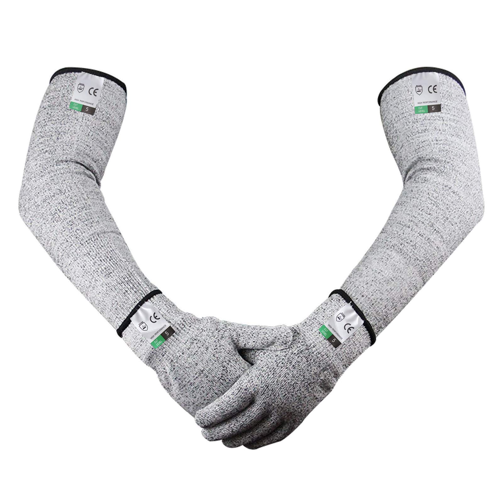 Guyarns Cut Resistant Gloves and Sleeves Set, EN388 Certified and Rated Level 5 (Highest) Cut Resistance, Protective Gloves and Sleeves (M)