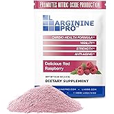 L-ARGININE PRO Supplement Powder | 30 Packets Single Serve Travel Size | 5,500mg of L-arginine Plus 1,100mg L-Citrulline, Raspberry