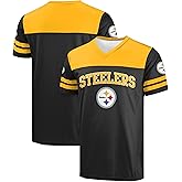 FOCO NFL Men's Officially Licensed Primary Logo Team Color Wordmark Game Day V-Neck Football Top