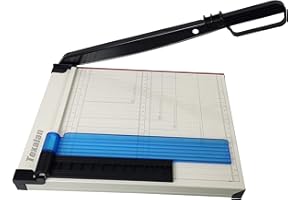 TEXALAN(R) Paper Cutter Letter Size Paper Trimmer 12” Cut Length 12 Sheet Capacity Guillotine Paper Photo Cutter with Magnet Clamp, Paper Guide, Size Guideline