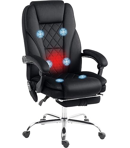 Ergonomic Office Chair With Massage & Heat - Reclining Executive Chair With  Footrest And Vibrating Lumbar Support Office Chair With Leg Rest