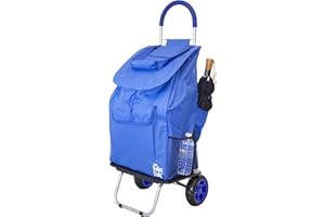 dbest products Bigger Trolley Dolly, Blue Shopping Grocery Foldable Cart