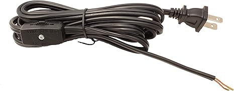 Amazon Com B P Lamp 8 Foot Black Cord Set With Inline Rotary On Off Switch Spt 1 Cord Size Home Kitchen