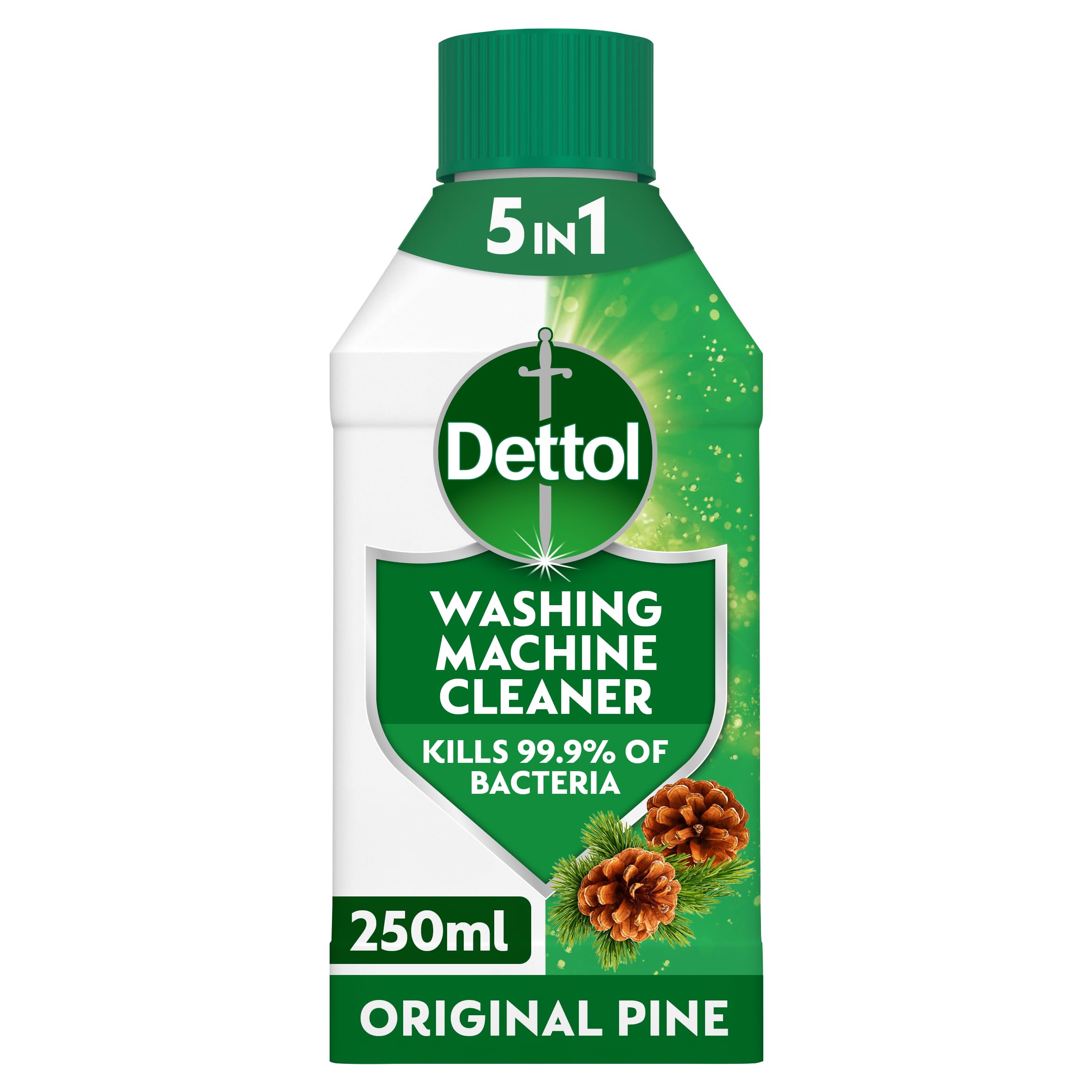 Dettol, Washing Machine Cleaner, Pine Scent, 250ml, Antibacterial, Removes Bacteria, Bad Odours, Limescale and Hidden Dirt, Lasting Freshness, Kills 99.9 Percent of Bacteria
